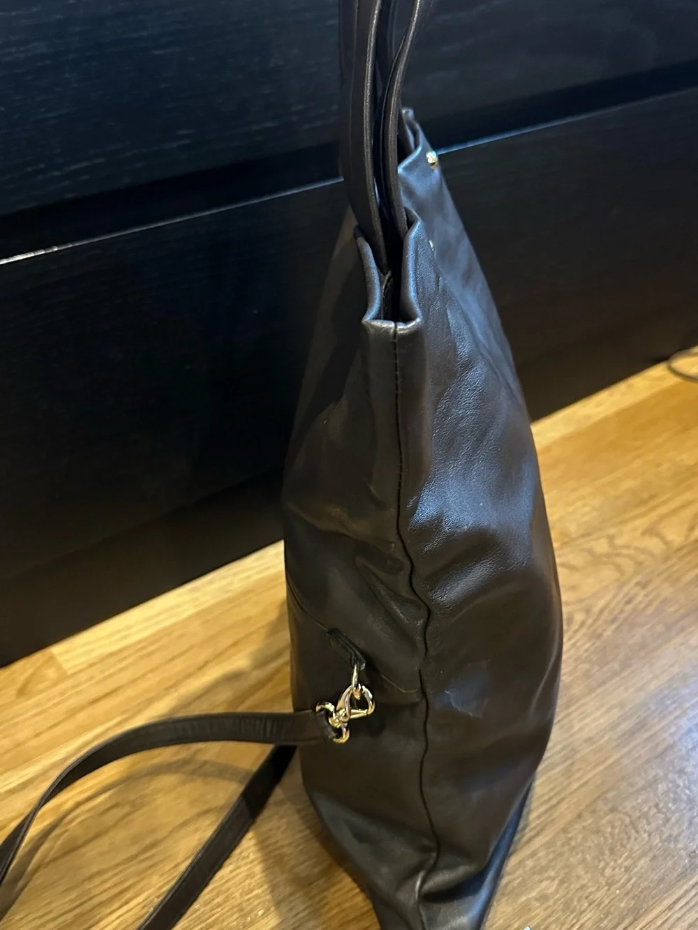 kate spade black leather tote with star emblem hardware